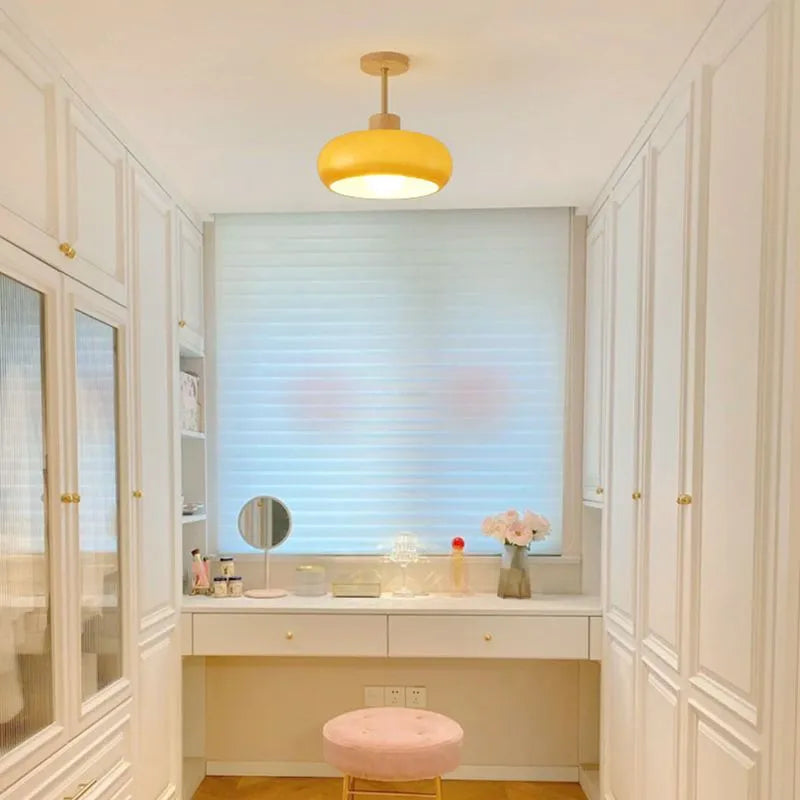 Valentina Flush Mount Ceiling Light Cup Minimalist Wood/Glass White/Orange - Neutral Decor