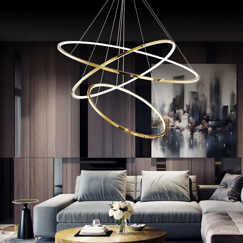 Arisha Minimalist Ring Metal Pendant Light, Gold, Living Room - Neutral Decor