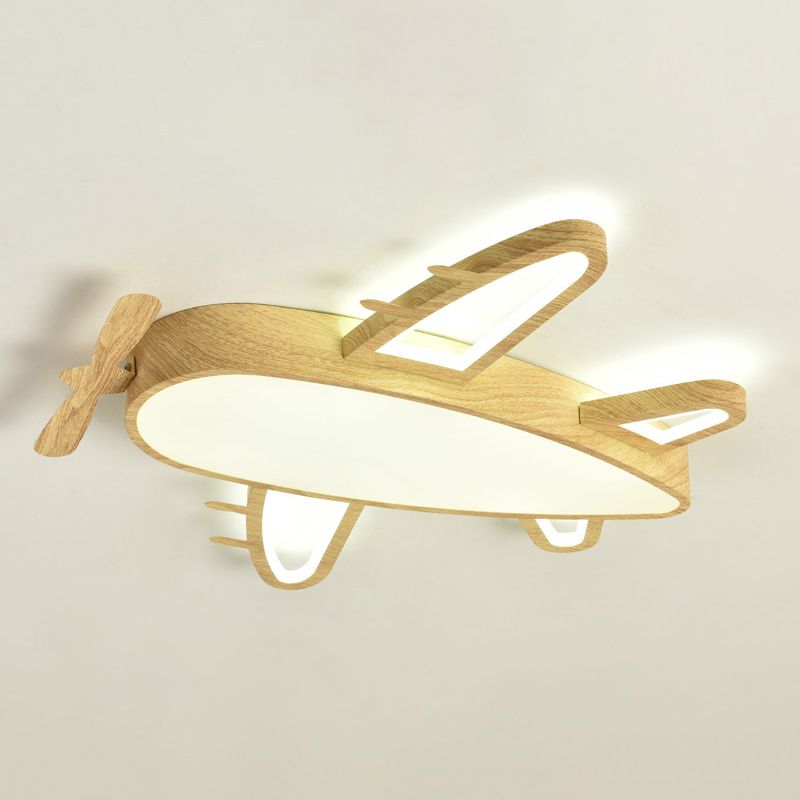 Arisha Modern Art Deco Airplane Flush Mount Ceiling Light, Wood/Dark Wood - Neutral Decor