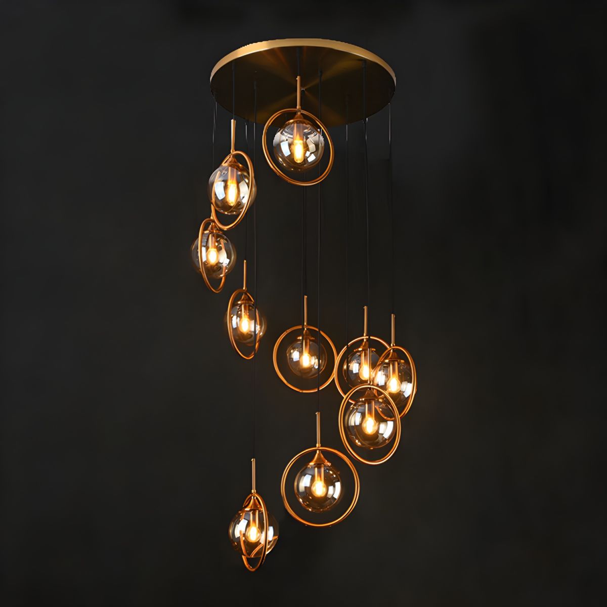 Valentina Modern Spiral Ball Glass Staircase Chandelier