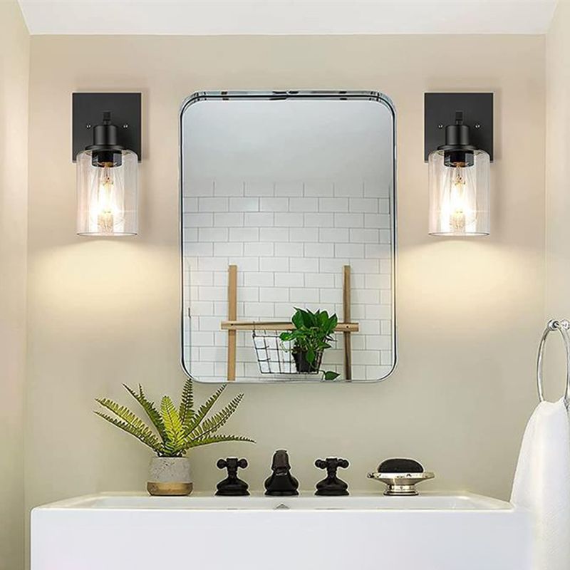 Silva Modern Mirror Front Black Vanity Wall Lamp, Metal/Glass - Neutral Decor