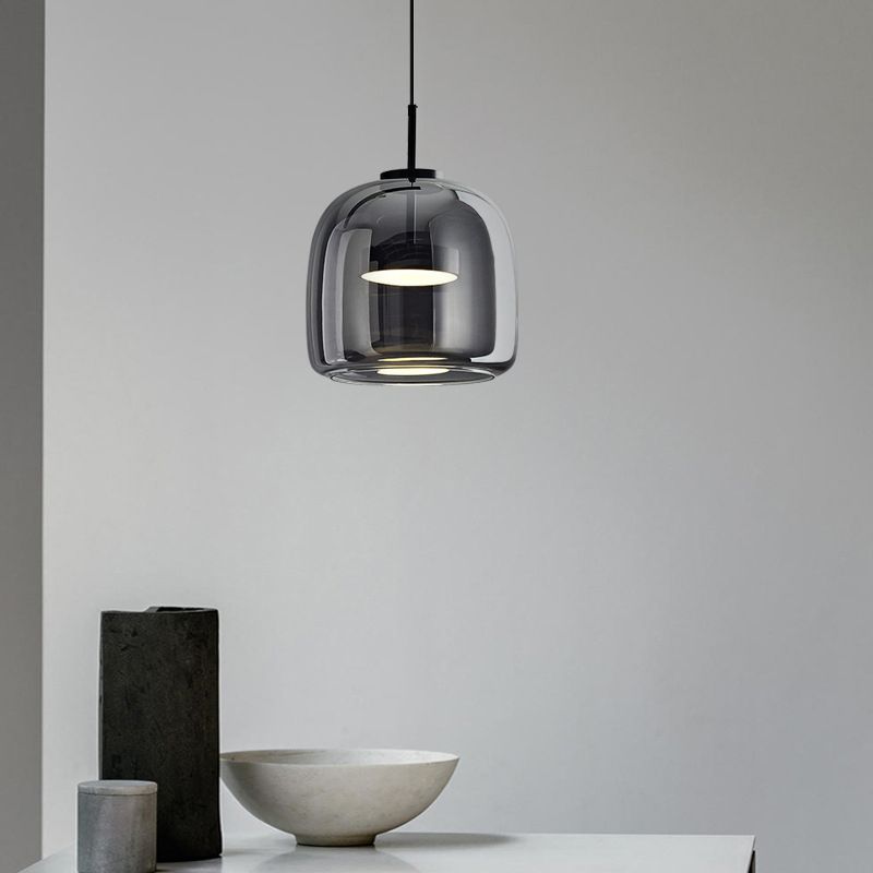 June Minimalist Pendant Light Glass Smoke Gray - Neutral Decor