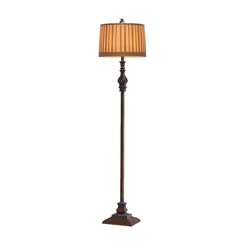 Eryn Vintage Resin/Fabric Standing Floor Lamp, Brown - Neutral Decor