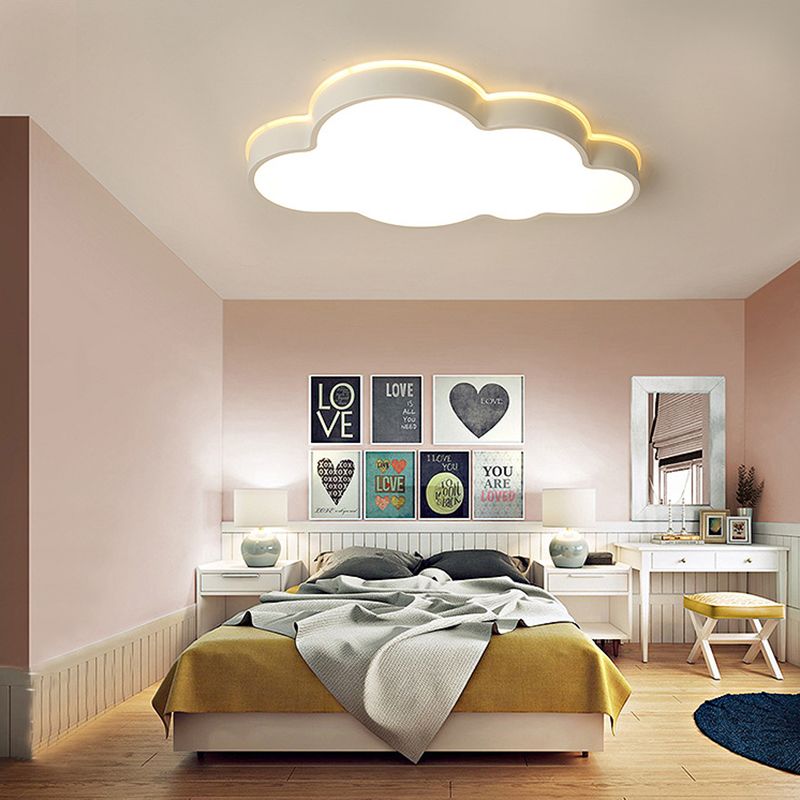 Arisha Modern Flush Mount Cloud Ceiling Light, White, Metal - Neutral Decor