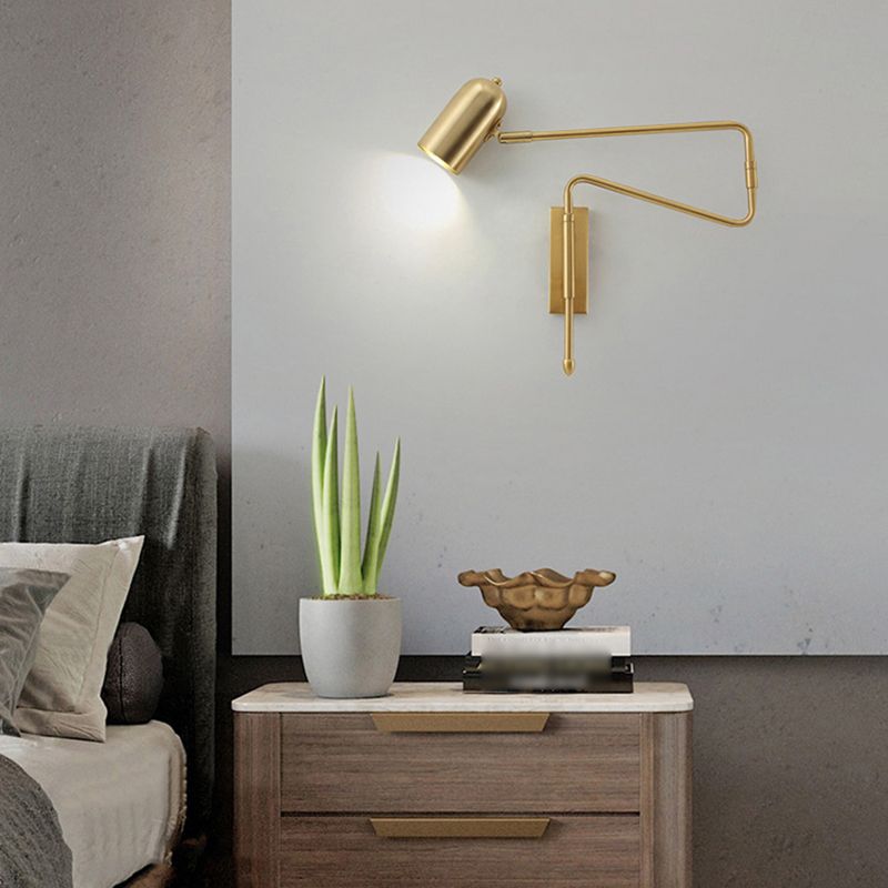 Aria Wall Lamp Modern, Metal Adjustable, Black/Gold, Study - Neutral Decor