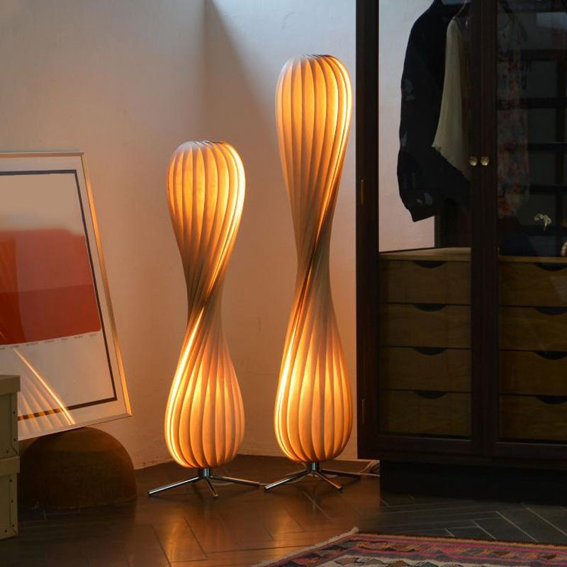 Ozawa Modern Twisted Wood Floor Lamp, Wood Color - Neutral Decor