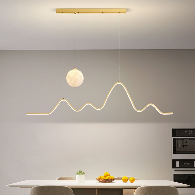 Arisha Minimalist Wavy Metal Pendant Light, Black/White/Gold - Neutral Decor