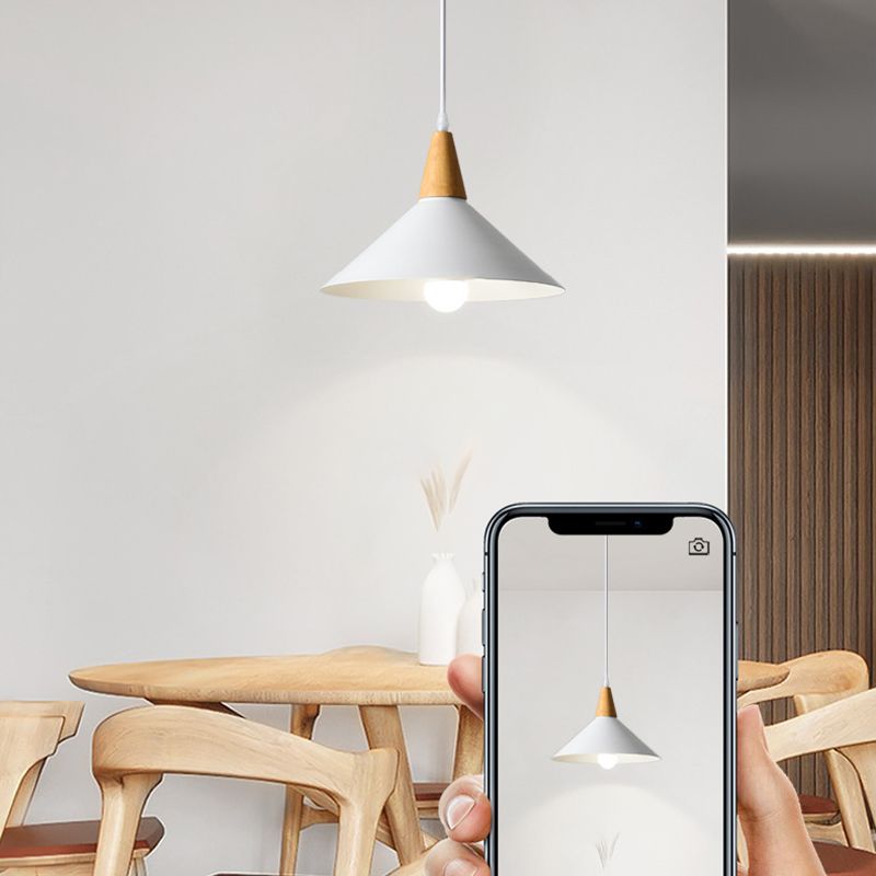Valentina Minimalist Cap-shaped Metal Pendant Light, Natural Wood - Neutral Decor