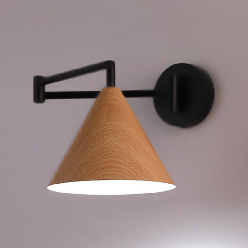 Muto Cone Shaped Adjustable Wall Lamp, Metal/Wood, Bedroom - Neutral Decor