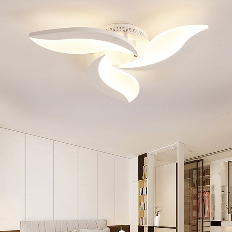 Arisha Minimalist Art Deco Flower Flush Mount Ceiling Light, White, Living Room - Neutral Decor