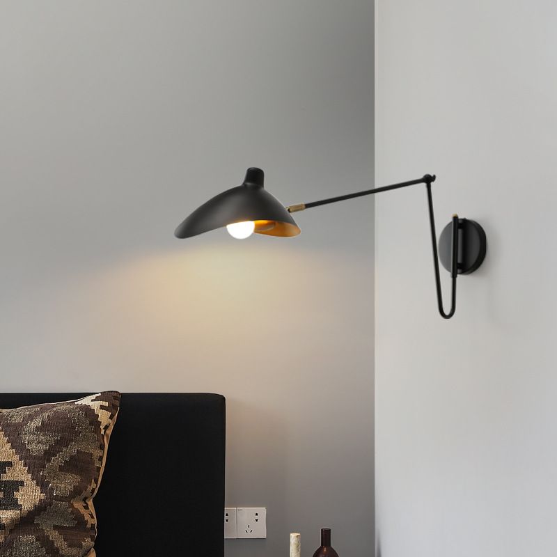 Epoch Industrial Swing Arm Vanity Wall Lamp, Black/Gold - Neutral Decor