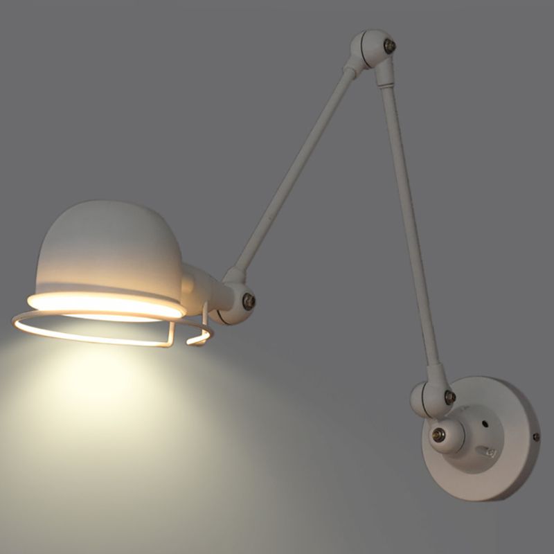 Epoch Wall Lamp Dome Modern, Metal Arm Adjustable, Black/White, Bedroom - Neutral Decor