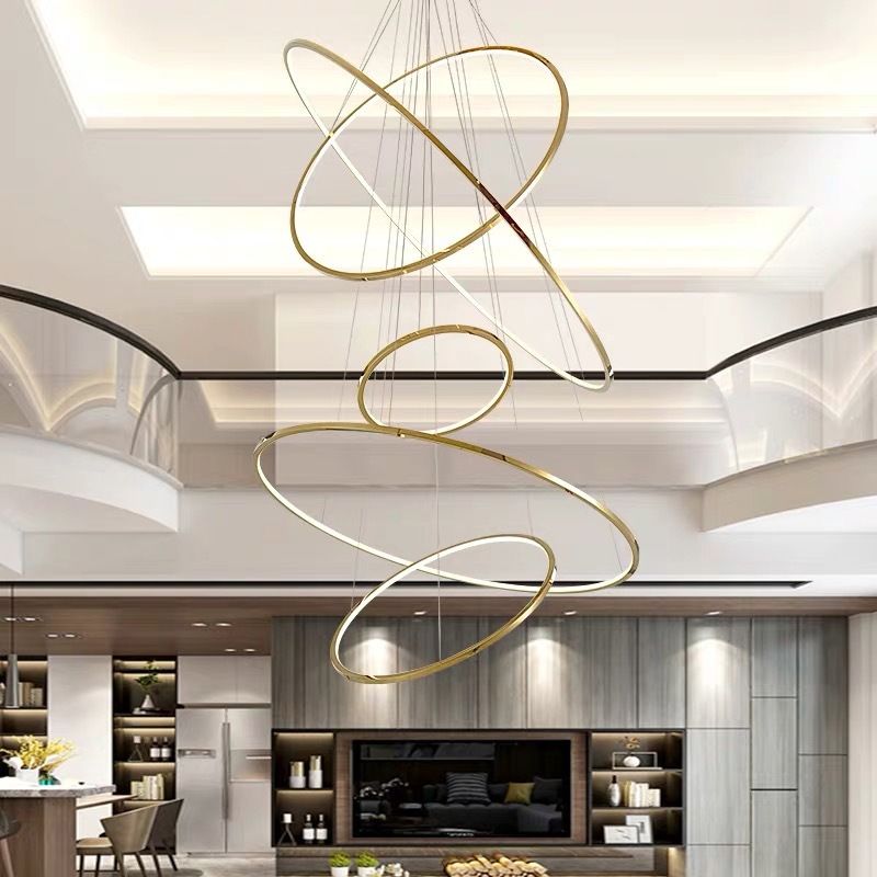 Arisha Minimalist Ring Metal Pendant Light, Gold, Living Room - Neutral Decor