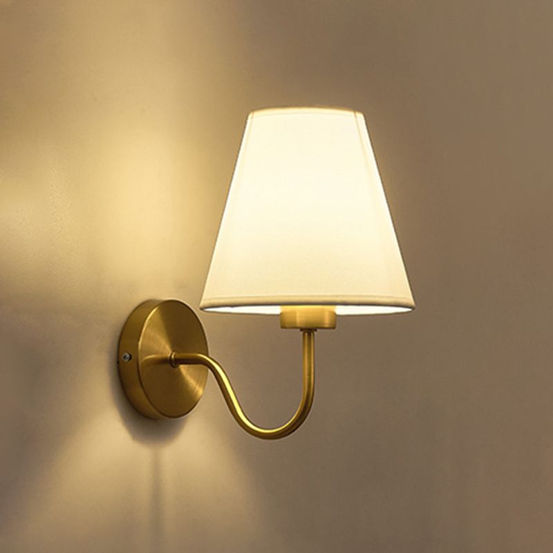 Tiffany Nordic Fabric Metal Vanity Wall Lamp, Black/White/Coffee/Flaxen - Neutral Decor