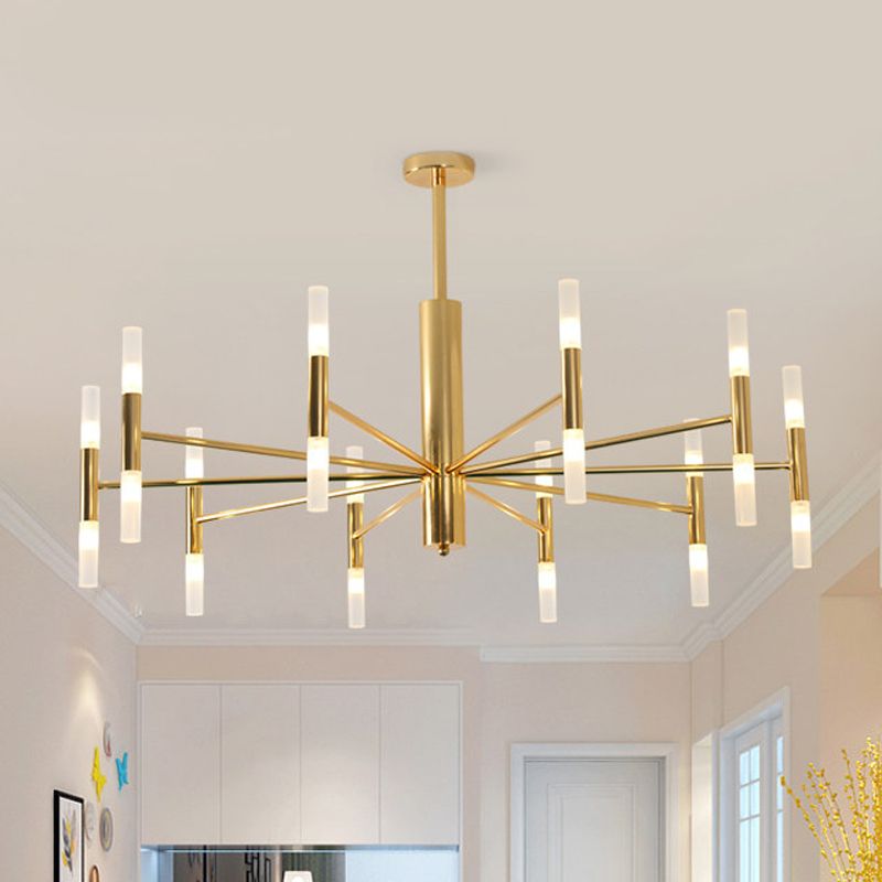 Kristy Modern Cylindrical Metal Chandelier, Gold - Neutral Decor
