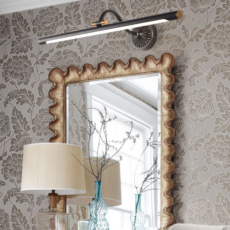 Tiffany Black Adjustable Reading Spotlight Wall Lamp, Metal/Wood - Neutral Decor