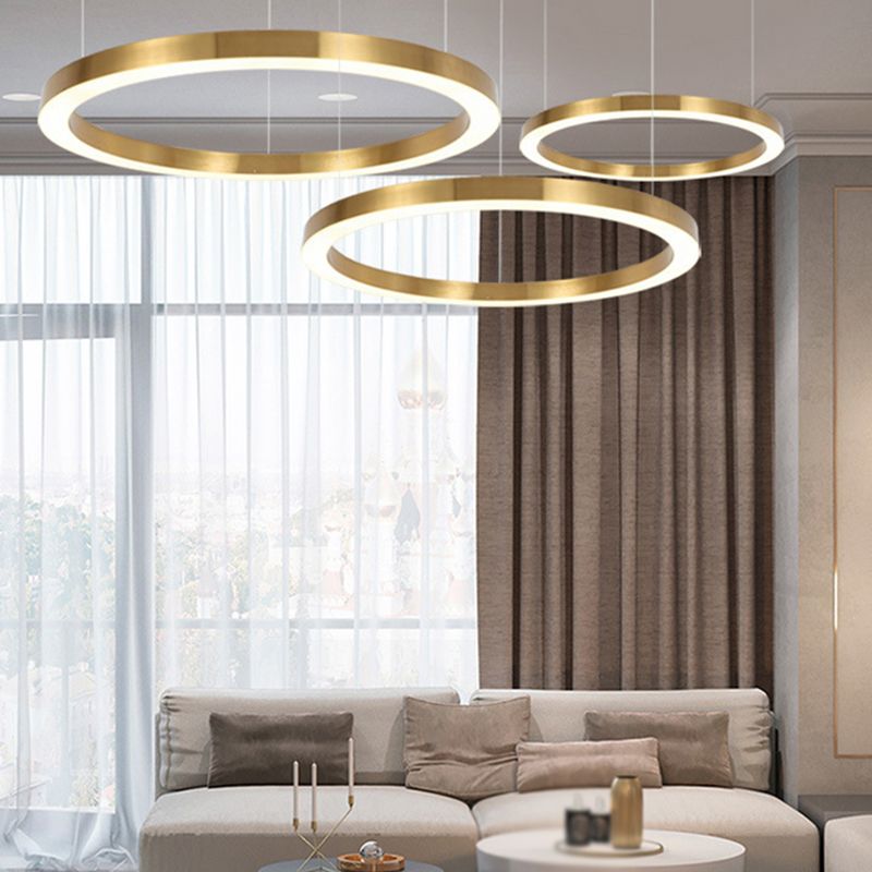 Arisha Modern Ring Metal Pendant Light, Gold - Neutral Decor