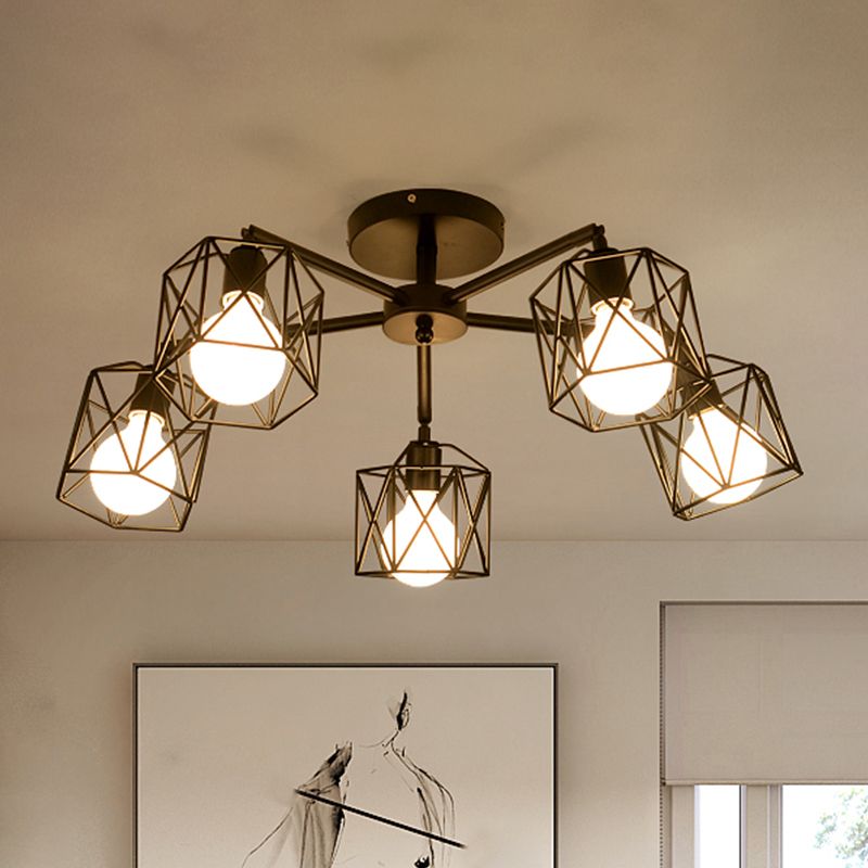 Arisha Black Semi-Flush Mount Ceiling Light - Neutral Decor