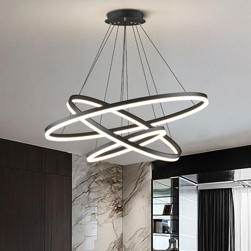 Arisha 3-Rings Black Black Modern Pendant Light - Neutral Decor