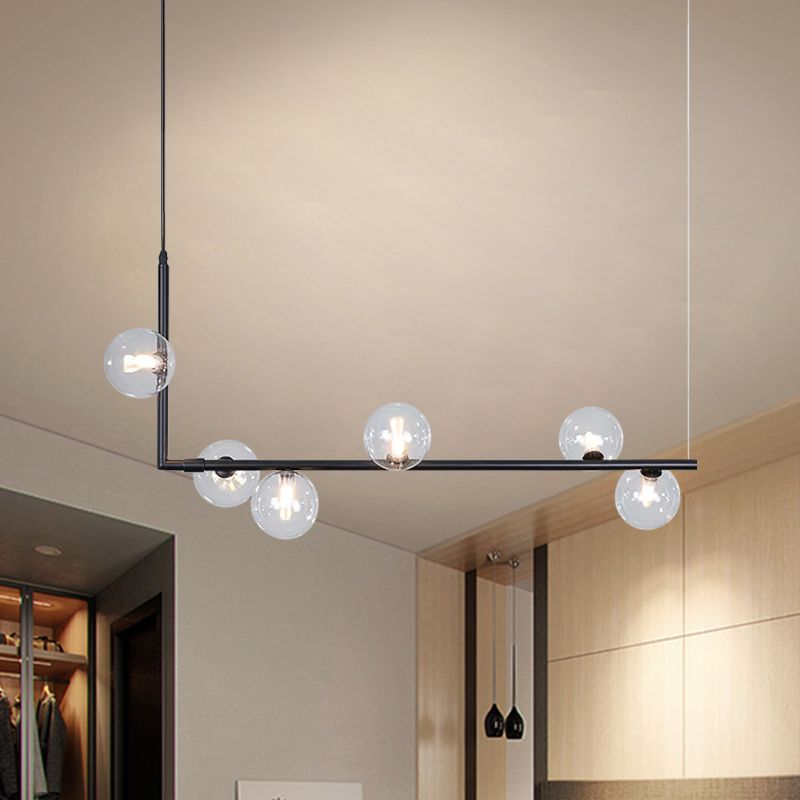 Valentina Minimalist Linear Pendant Light, Black & Gold, 6/8 Heads - Neutral Decor