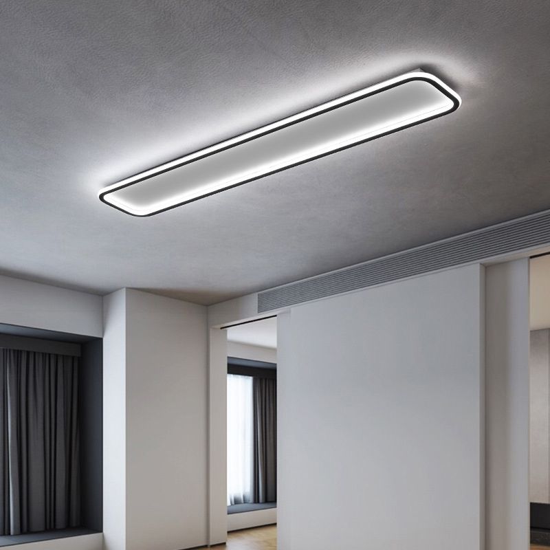 Arisha Minimalist Flush Mount Black Frame Rectangular Ceiling Light - Neutral Decor