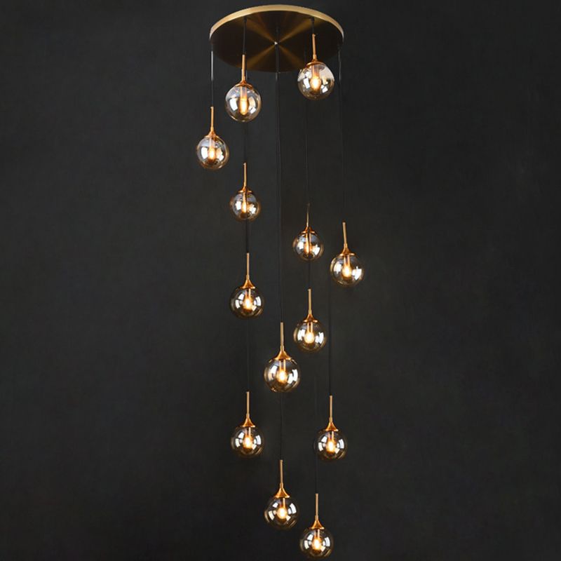 Valentina Modern Spiral Ball Glass Staircase Chandelier