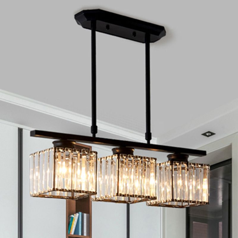 Kristy Crystal Square Pendant Light, Black & Gold, 3/4 Heads - Neutral Decor