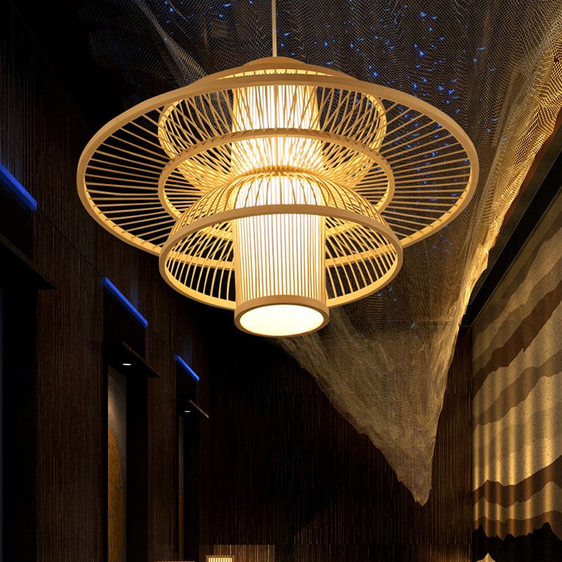 Muto Lotus-Shaped Rattan Pendant Light - Neutral Decor