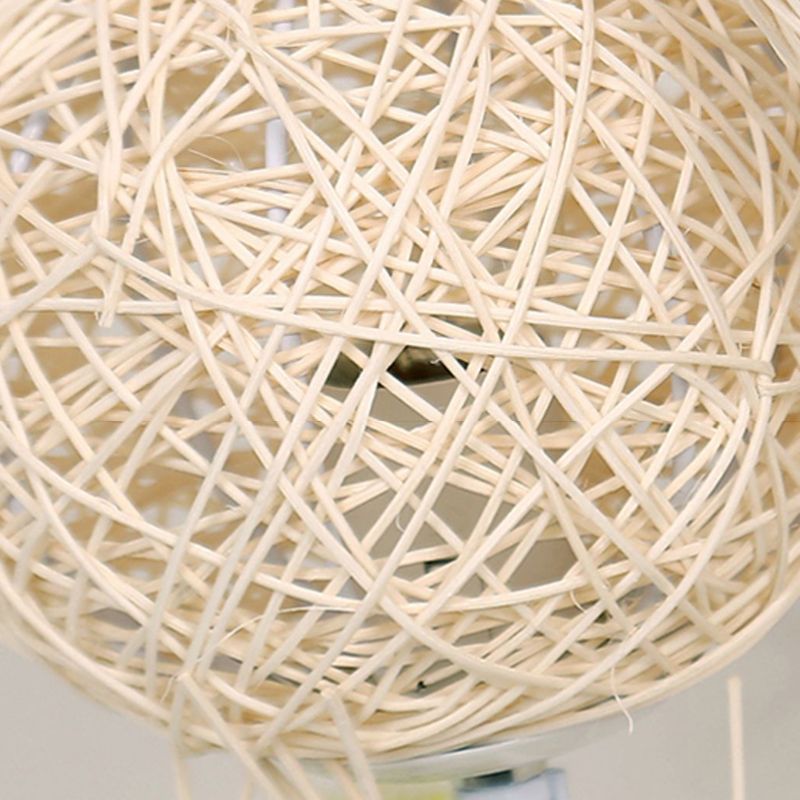 Ritta Retro Vase Wood Rattan Floor Lamp, White/Brown - Neutral Decor