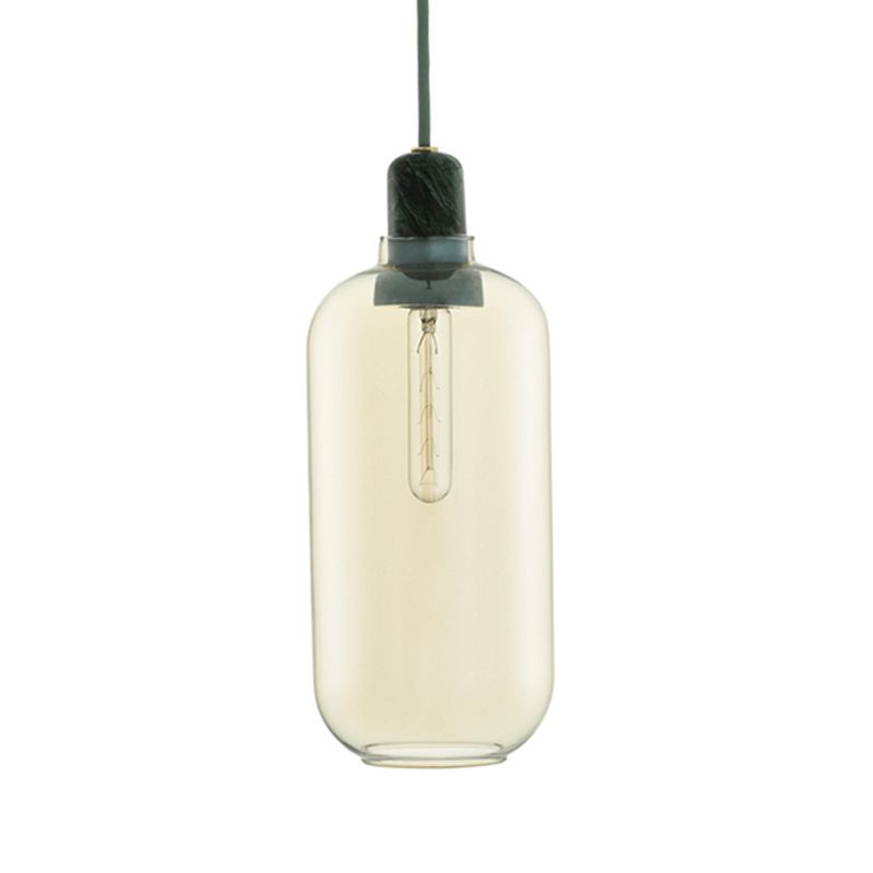 Valentina Designer Cylinder Pendant Light, Marble & Glass - Neutral Decor