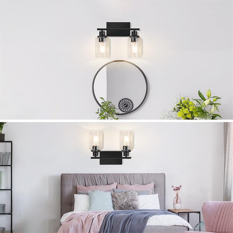 Silva Modern Mirror Front Black Vanity Wall Lamp, Metal/Glass - Neutral Decor