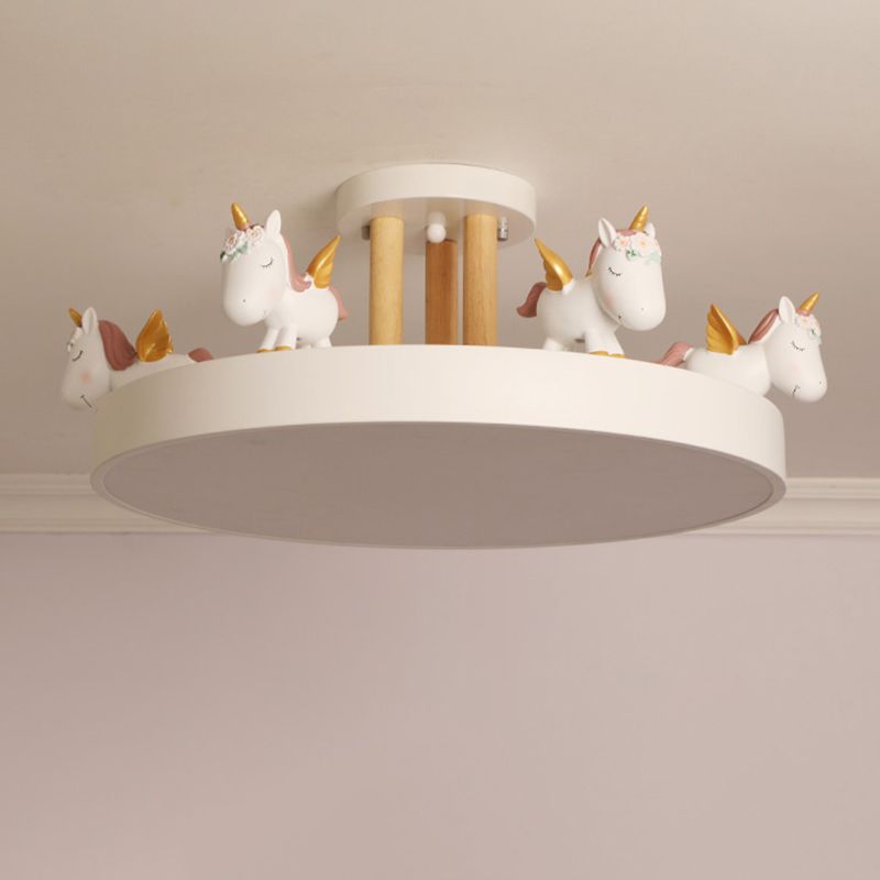 Arisha Modern Round Unicorn Semi-Flush Mount Ceiling Light - Neutral Decor