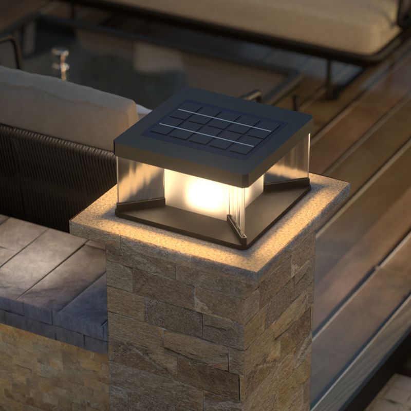 Ray Contemporary LED Rectangular Metal Wall Lamp Post, Black - Neutral Decor