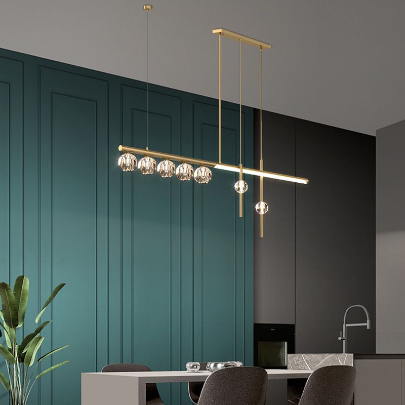Kristy Metal & Crystal Pendant Light, Gold - Neutral Decor