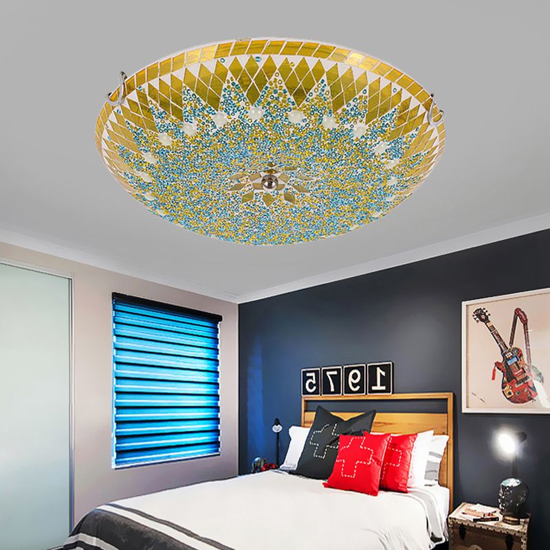 Tiffany Modern Mediterranean Glass Flush Mount Ceiling Light Blue/Yellow/White - Neutral Decor