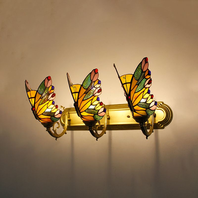 Arisha Artistic Butterfly Metal/Glass Lamps Wall, Red/Blue/Multi-Color/Light Blue - Neutral Decor