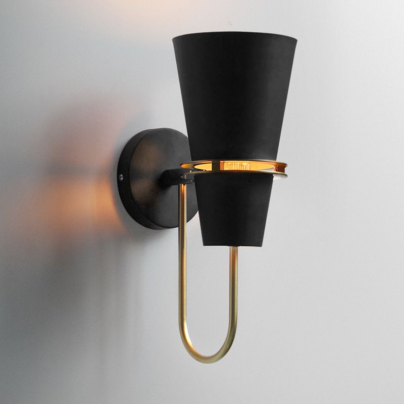 Valentina Modern Cone Metal Wall Lamp, Black/White/Blue - Neutral Decor