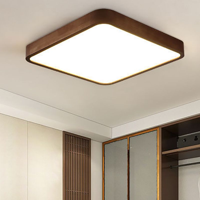 Muto Modern Geometric Walnut LED Flush Mount Ceiling Light - Neutral Decor