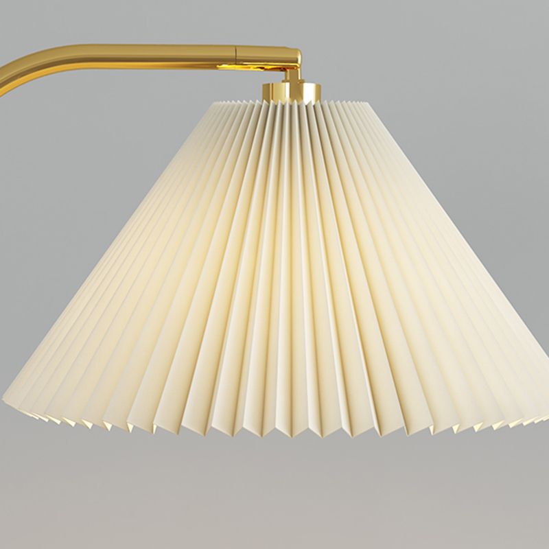 Ozawa Pleated Metal Floor Lamp With Shelves,Gold-Black/Gold - Neutral Decor