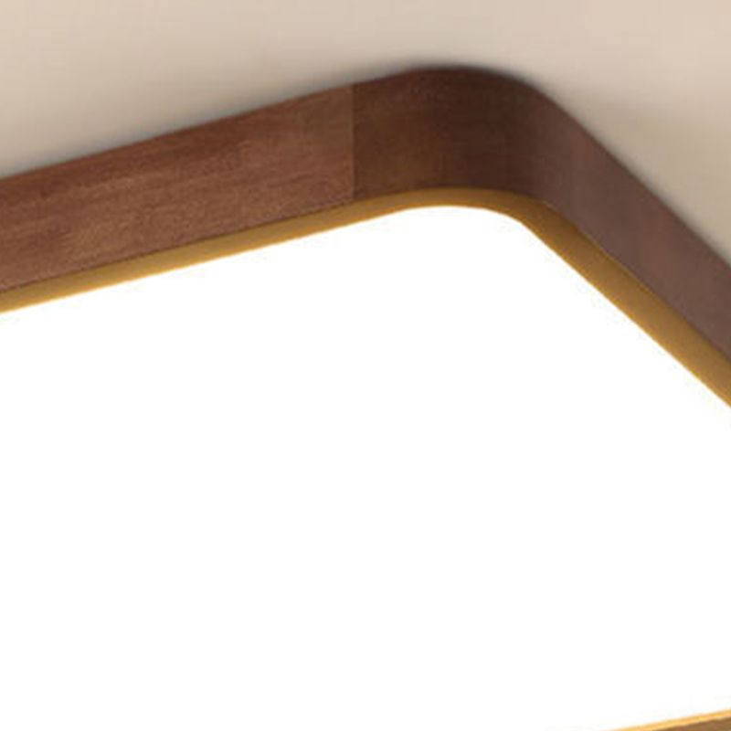 Muto Modern Geometric Walnut LED Flush Mount Ceiling Light - Neutral Decor