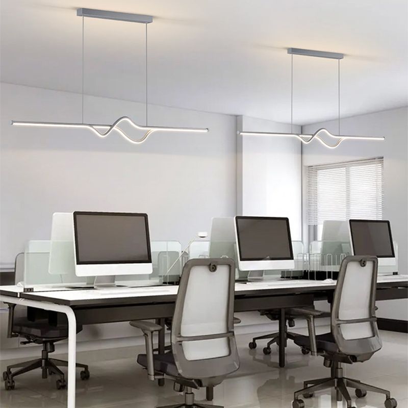 Arisha Modern Linear Metal Pendant Light, Black/White/Grey - Neutral Decor