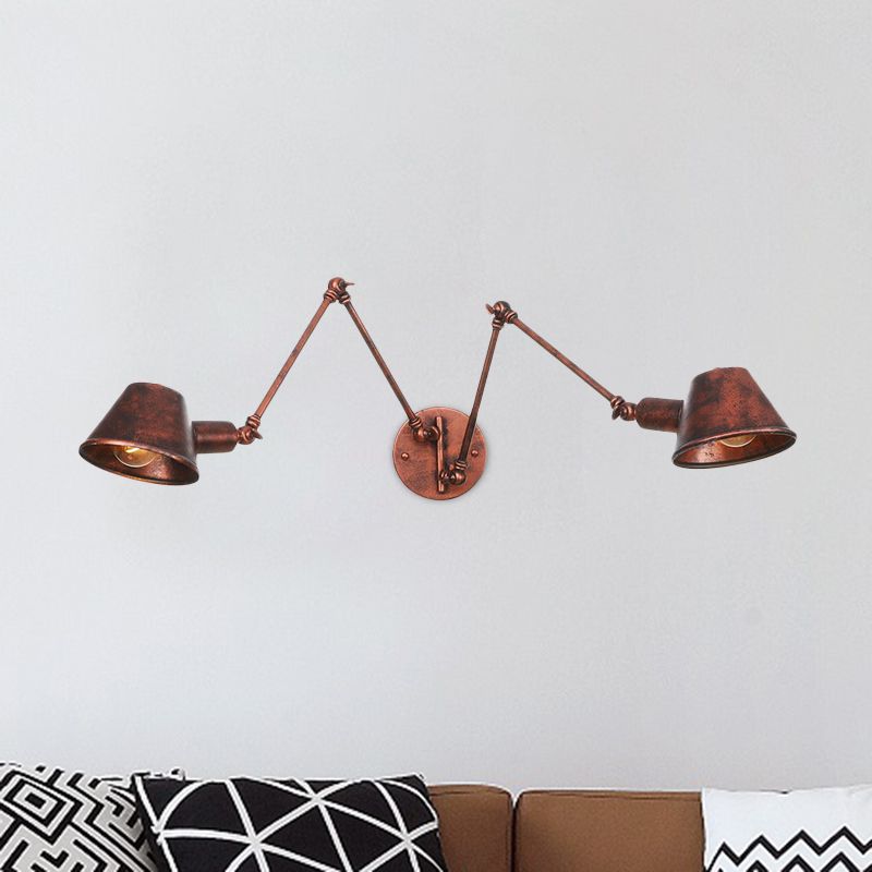 Epoch Vintage Adjustable Metal Wall Lamp, Black/Rust, Bedroom - Neutral Decor