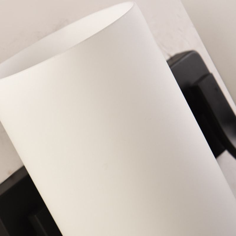 Tiffany Minimalism Cylindrical Metal Glass Art Vanity Wall Lamp, Black/Chrome - Neutral Decor
