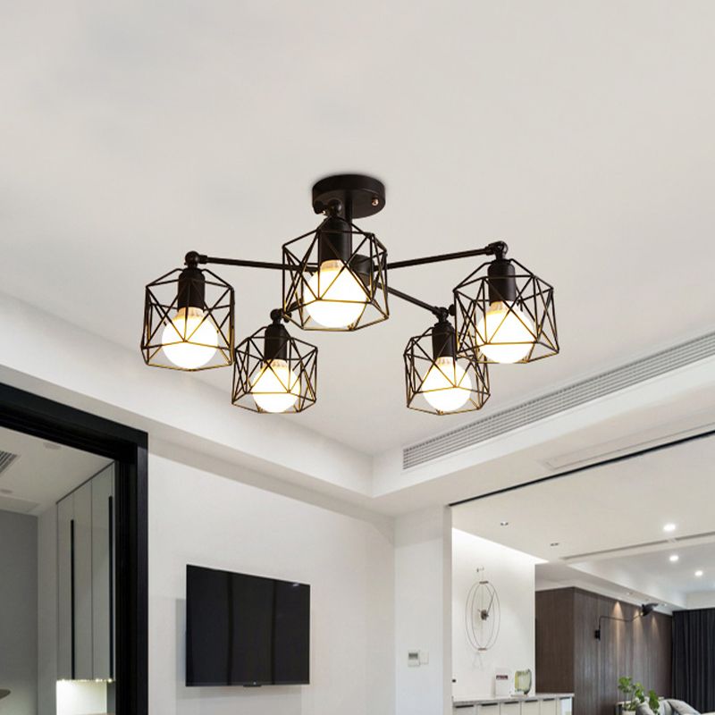 Arisha Black Semi-Flush Mount Ceiling Light - Neutral Decor