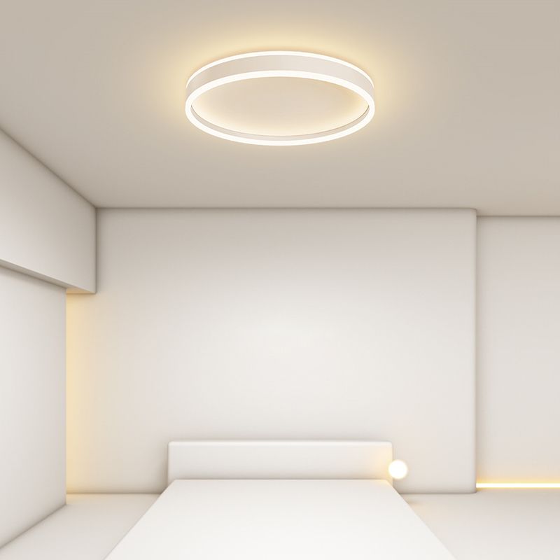 Arisha Modern Round Led Metal Flush Mount Ceiling Light, White/Black - Neutral Decor