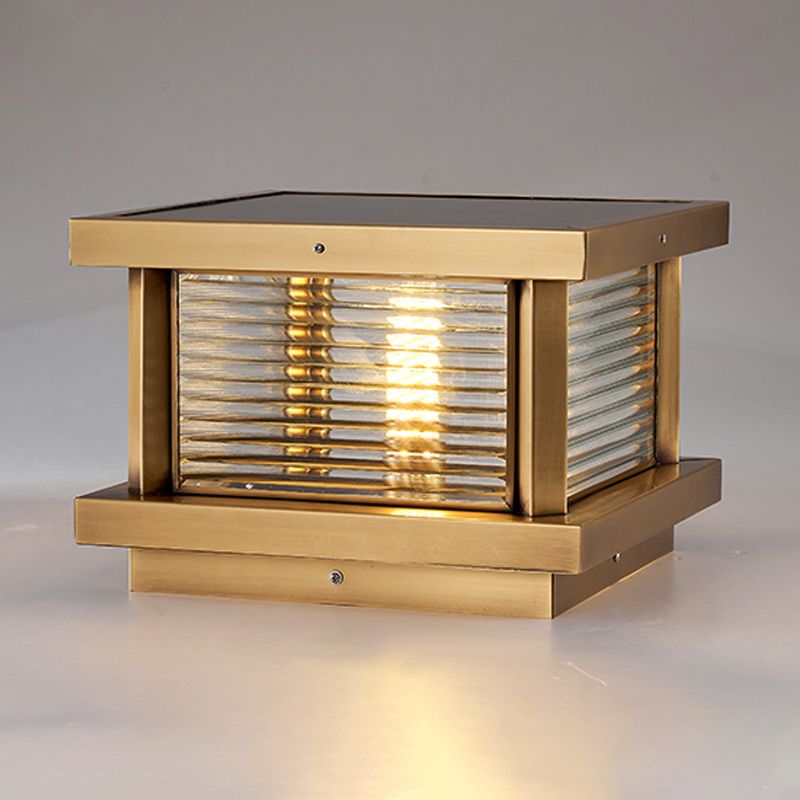 Ray Modern Rectangular Metal Outdoor Solar Lamp, Black/ Brass/Bronze - Neutral Decor