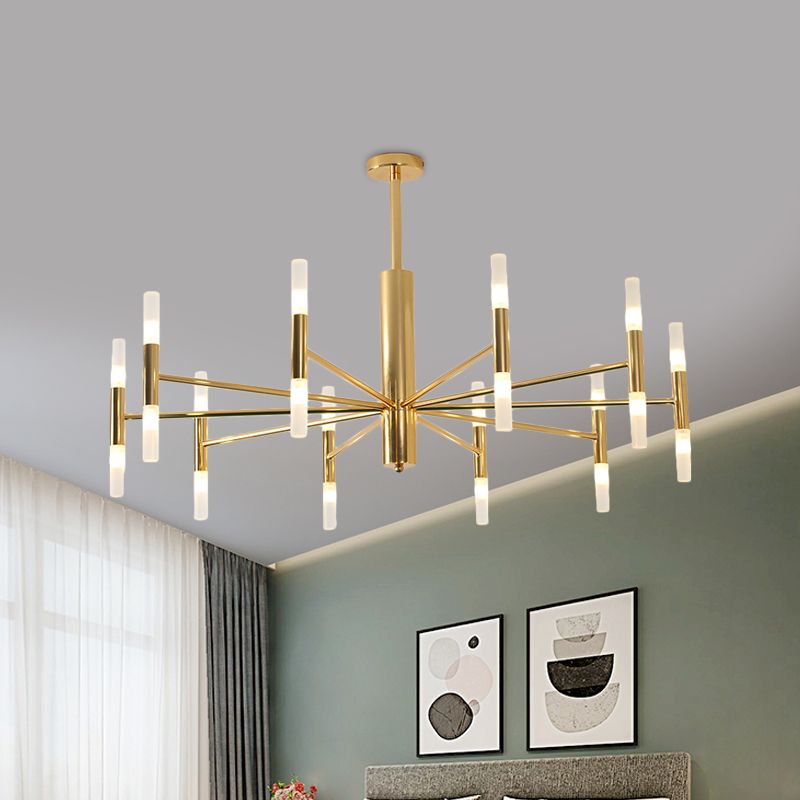 Kristy Modern Cylindrical Metal Chandelier, Gold - Neutral Decor