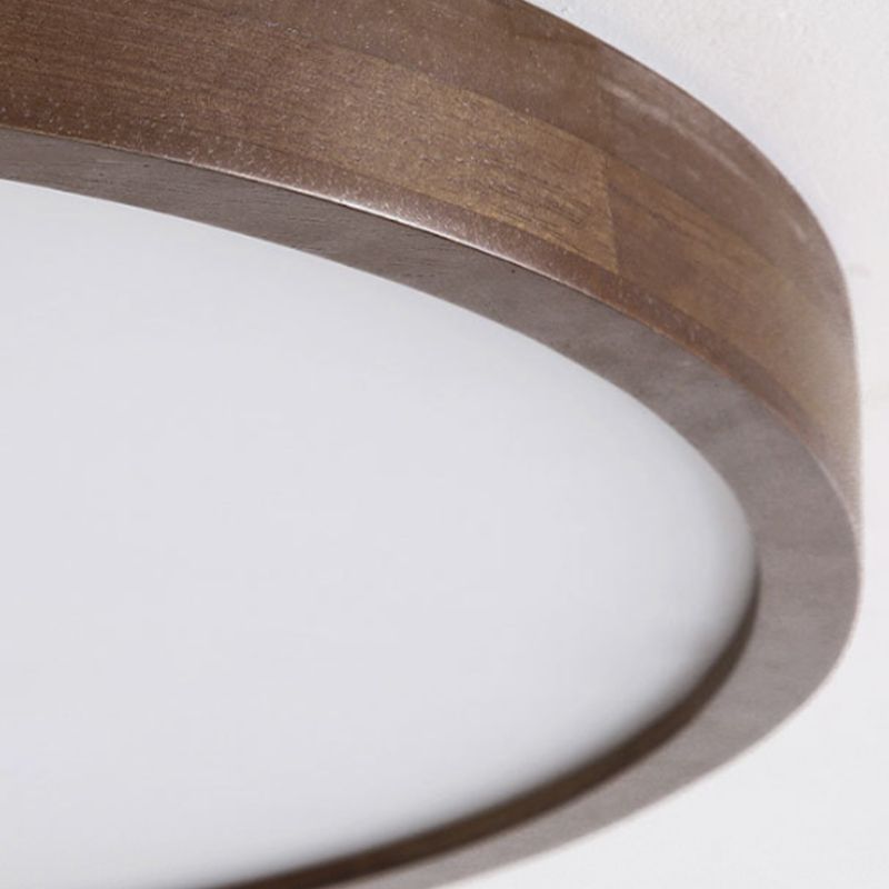 Muto Modern Geometric Walnut LED Flush Mount Ceiling Light - Neutral Decor
