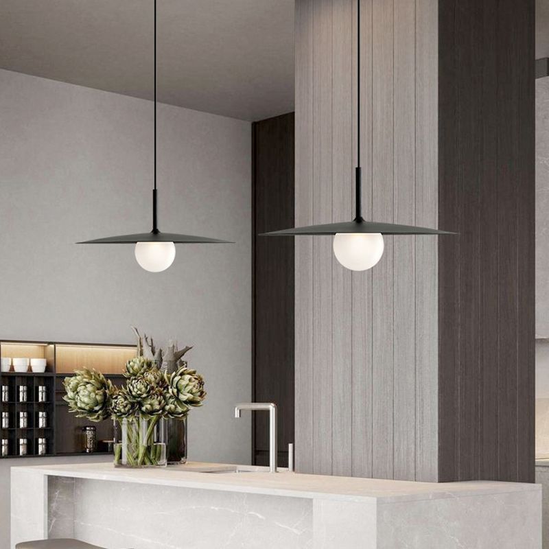 Arisha Modern Dish-shaped Metal Pendant Light, Black/White/Grey - Neutral Decor