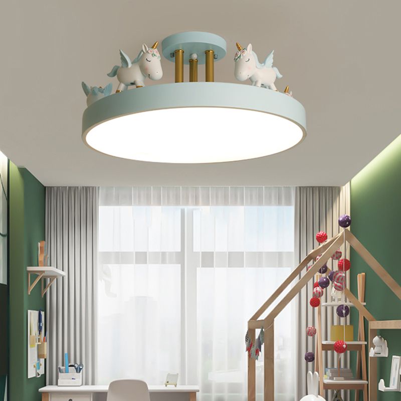 Arisha Modern Round Unicorn Semi-Flush Mount Ceiling Light - Neutral Decor